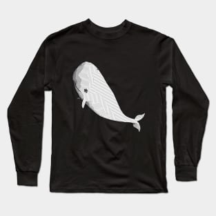 A white whale with geometric striped pattern Long Sleeve T-Shirt